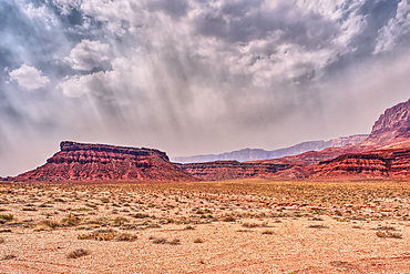 Vermilion Cliffs at Marble Canyon Arizona enshrouded with smoke from the Dragon Bravo Wildfire burning on Grand Canyon North Rim. Viewed from US89A.