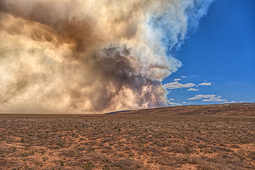 Smoke from the Dragon Bravo Wildfire burning on Grand Canyon North Rim billowing off the Kaibab Plateau. Viewed from US89A across from Vermilion Cliffs.