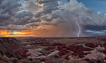 Storm approaching Petrified Forest National Park Arizona. Viewed from Kachina Point near sunset.