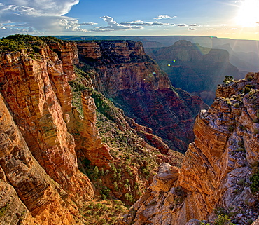 The Spire Abyss near Zuni Point on the south rim of the Grand Canyon near sundown, located a mile east of Moran Point, Grand Canyon National Park, UNESCO World Heritage Site, Arizona, United States of America, North America