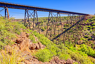 A historic railroad bridge spanning Hell Canyon in Drake, Arizona, United States of America, North America