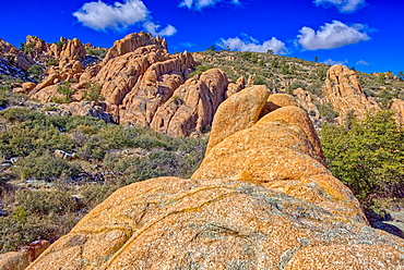 Strangely shaped granite rocks along a trail in Constellation Park called Hole in the Wall, Prescott, Arizona, United States of America, North America