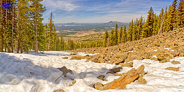 West panorama view from a lava field on the side of Humphrey's Peak near Flagstaff in the Coconino National Forest, Arizona, United States of America, North America