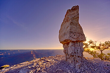 The famous Mushroom Rock at Shoshone Point at sunrise, Grand Canyon National Park, UNESCO World Heritage Site, Arizona, United States of America, North America