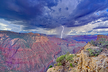 A storm rolling across Grand Canyon near the Sinking Ship formation, viewed from Coronado Ridge, Grand Canyon National Park, UNESCO World Heritage Site, Arizona, United States of America, North America