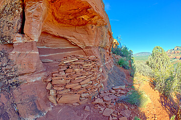 Ancient Indian Ruins on the north side of Cockscomb Butte in Sedona, Arizona, United States of America, North America