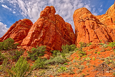 The walls of Cathedral Rock taken by going off the HiLine Trail and hiking up to the south side of the rock face, Arizona, United States of America, North America