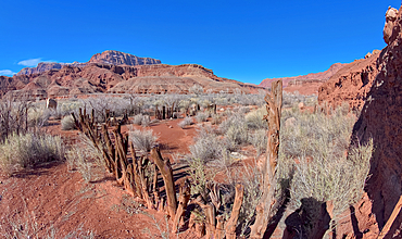 The cattle corral of Lonely Dell Ranch, managed by the National Park Service, at Glen Canyon Recreation Area, Arizona, United States of America, North America