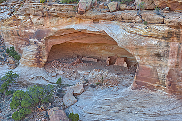 The haunted Massacre House Ruins in Canyon del Muerto (Canyon of the Dead), on the north end of Canyon De Chelly, site of a Navajo massacre by Spanish Soldiers in 1825, Arizona, United States of America, North America