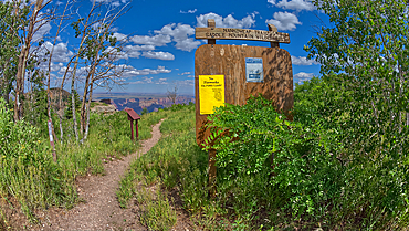 Sign marking the Nankoweap Trail for the Saddle Mountain Wilderness that borders Grand Canyon National Park, Arizona, United States of America, North America