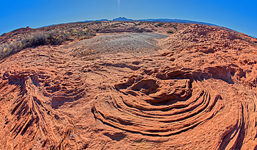 The ripples of fossilized sand dunes in the badlands of Horseshoe Bend, Arizona, United States of America, North America