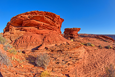 Hoodoos on top of a ridge of sandstone near the Spur Canyon at Horseshoe Bend, Arizona, United States of America, North America