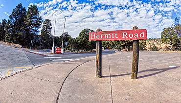 The Hermit Road Transfer Station Bus Stop and entry gate at Grand Canyon South Rim, Arizona, United States of America, North America