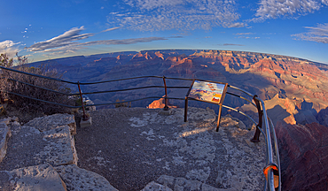 The safety railed stone cliff of the Mohave Point Overlook, Grand Canyon, UNESCO World Heritage Site, Arizona, United States of America, North America