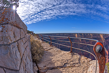 The safety rails of the Great Mohave Wall Overlook at Grand Canyon, Arizona, United States of America, North America