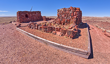 Closeup of the historic Agate House in Petrified Forest National Park, Arizona, United States of America, North America