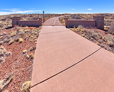 The gateway to the Long Logs Trail and Agate House in Petrified Forest National Park, Arizona, United States of America, North America