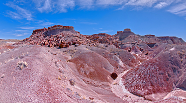 Crumbling islands of rock near Hamilili Point in Petrified Forest, Arizona, United States of America, North America