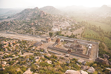 A view of Achyutaraya Temple at sunrise, Hampi, UNESCO World Heritage Site, Karnataka, India, Asia