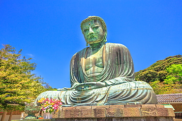 Big Buddha (Daibutsu), one of the largest bronze statue of Buddha Vairocana, Kotoku-in Buddhist Temple in Kamakura, Japan, Asia