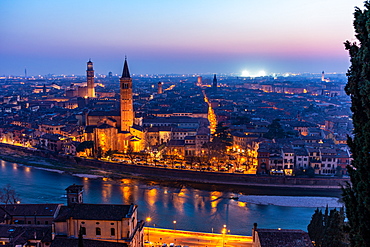 Beautiful sunset view of Verona, Veneto region, Italy, Europe