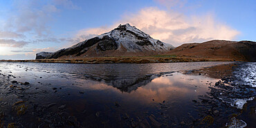 Reflection of mountain at sunrise, Iceland, Polar Regions