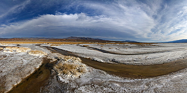 Small creeks flow into the salt flats, California, United States of America, North America