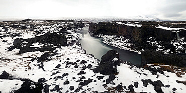 Panorama image of Godafoss waterfall, Iceland, Polar Regions