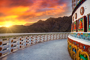 Shanti Stupa, a famous Buddhist Stupa located in the heart of Leh city in Ladakh region of India, Asia