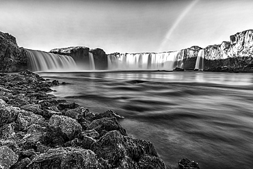 Godafass Waterfall long exposure, near Akureyri, Iceland, Polar Regions