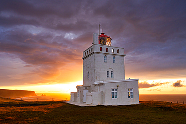 A lighthouse in Dyrholaey on the southern coast of Iceland, Polar Regions