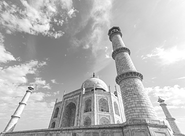 The Taj Mahal in black and white, UNESCO World Heritage Site, Agra, Uttar Pradesh, India, Asia