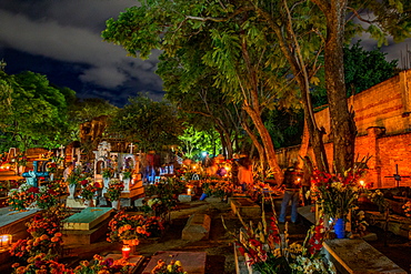 Dia De Los Muertos (Day of the Dead) celebrations in the cemeteries of Oaxaca, Mexico, North America