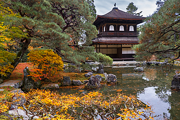 The Zen Temple of Ginkaku-ji (Jishō-ji) and its autumn colored garden, Kyoto, Honshu, Japan, Asia