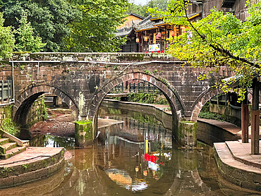 An old stone bridge in the ancient Shangli town