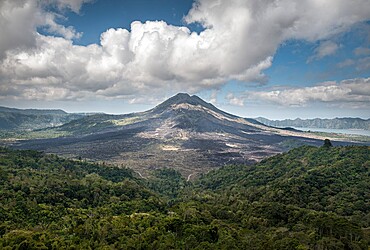 Gunung Batur volcano with clouds, Bali, Indonesia, Southeast Asia, Asia