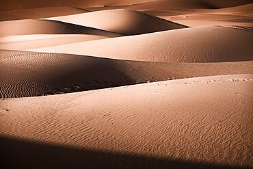 Sand dunes details of lights and shadows in the Sahara Desert, Merzouga, Morocco, North Africa, Africa