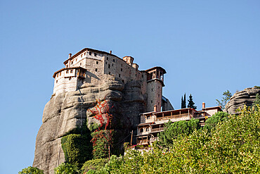 Roussanou Monastery on a steep rock in Meteora, UNESCO World Heritage Site, Thessaly, Greece, Europe