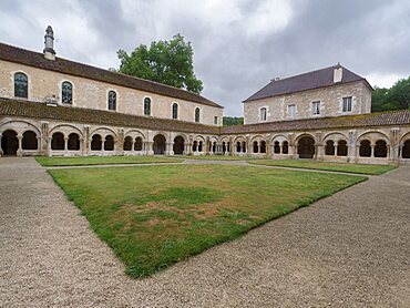 Cloister of Unesco world heritage site of Abbey of Fontenay, France