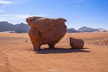 The famous 'cow rock' naturally carved during ages in Wadi Rum desert