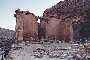 Qasr al-Bint temple inside the ancient Nabatean city, Petra, UNESCO World Heritage Site, Jordan, Middle East