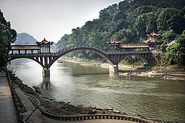 Traditional Chinese bridge in Leshan, Sichuan, China, Asia