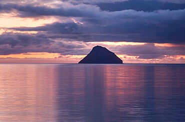 The small island of Litla Dimun before sunrise, Faroe Islands, Denmark, Europe