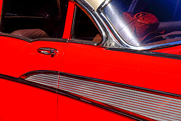 Close view of red vintage car, Havana, Cuba, West Indies, Central America