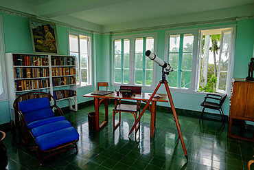 Interior of Ernest Hemingway's former home at Finca Vigia, San Francisco de Paula, Havana, Cuba, West Indies, Central America