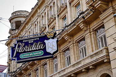 Neon sign of historic Floridita Bar in Havana, Havana, Cuba, West Indies, Central America