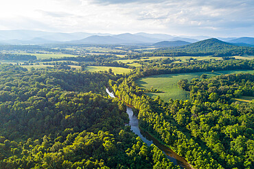 Rapidan River flowing into central Virginia from the Shenandoah Mountains, Virginia, United States of America, North America