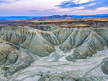 Davutoglu colorful mountains drone aerial view at sunset in Turkey