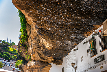 White houses under a rock in Setenil de las Bodegas, Pueblos Blancos region, Andalusia, Spain, Europe