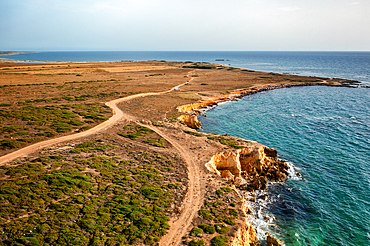 Su Tingiosu wild coast in Sardinia, drone aerial view, Sardinia, Italy, Mediterranean, Europe